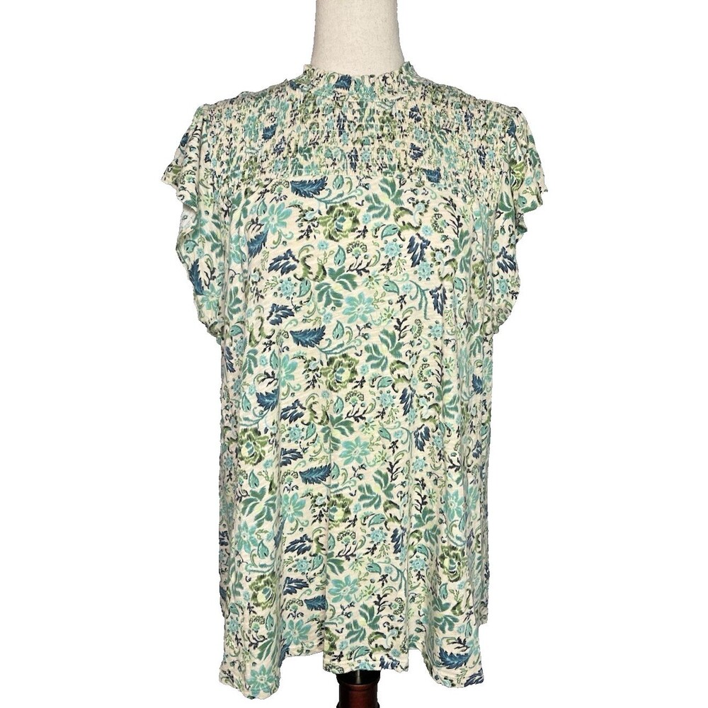 Torrid smocked womens feminine floral shirt sz 0 (sz 12) cottage cabincore